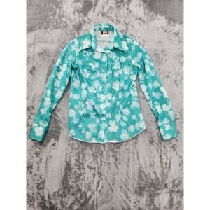 Vintage 70s Fenton Long Sleeve Pearl Snap Shirt Size 20 L Green Floral Western